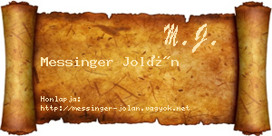 Messinger Jolán névjegykártya
